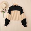 ZANZEA Women Casual Stand Collar Patchwork Loose Long Sleeve Tee Tops