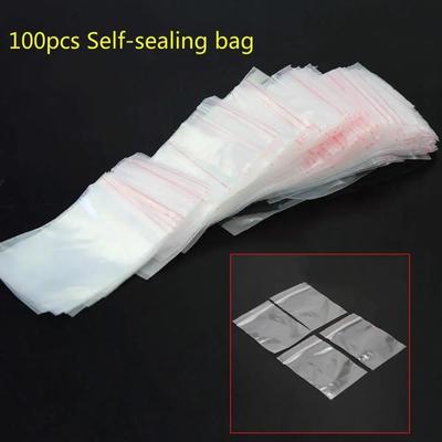 100 Stück/Los Klare Plastik-Druckverschluss Wiederverschließbare Kleine Zellophantüten Zip-Lock Poly Schmuck