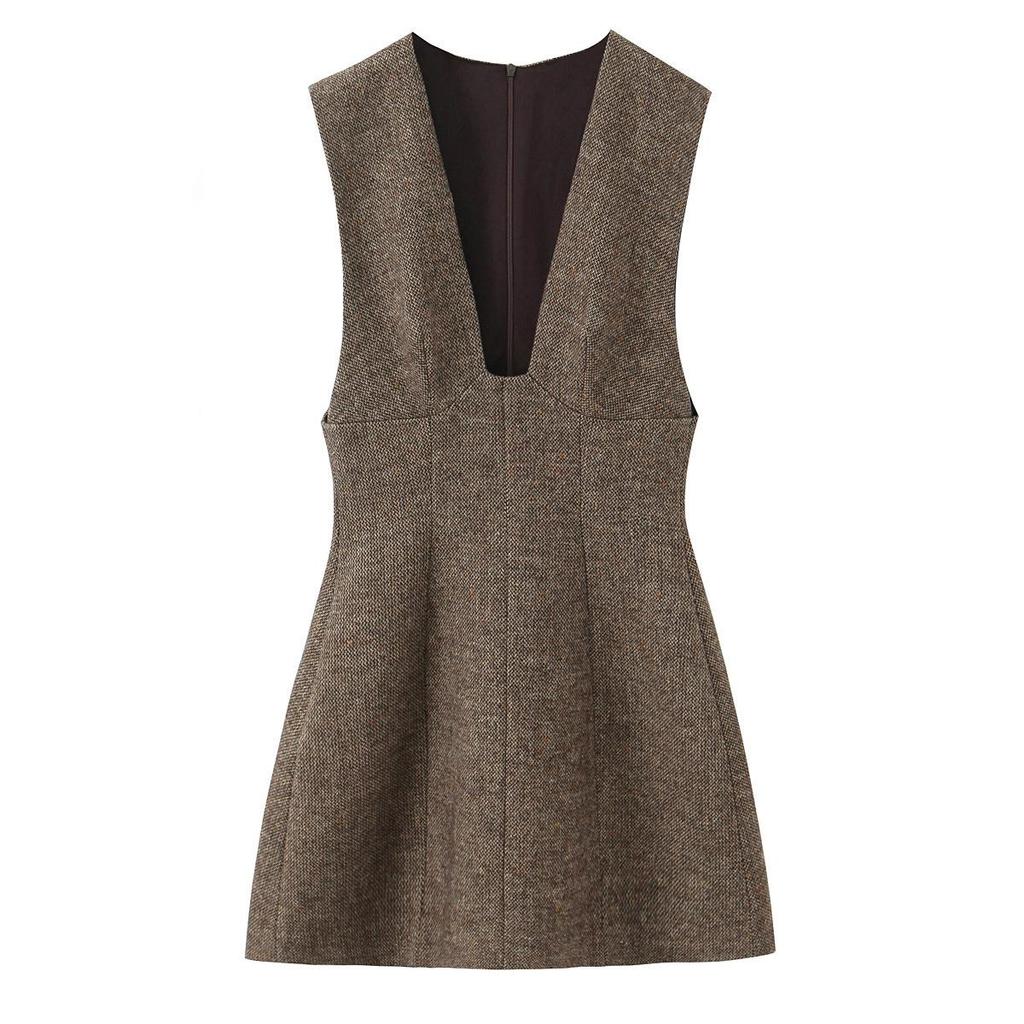 European Style Mid-Length V-Neck Dress for Women - Autumn 2025 Collection