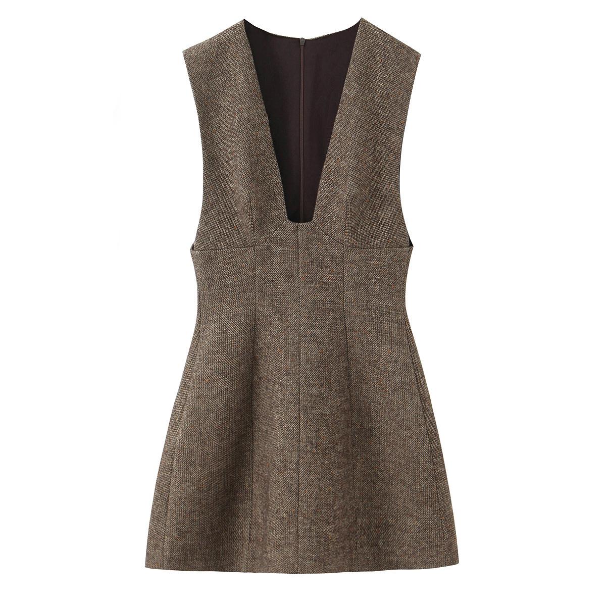 2025 Autumn European Style Mid-Length V-Neck Women s Dress S