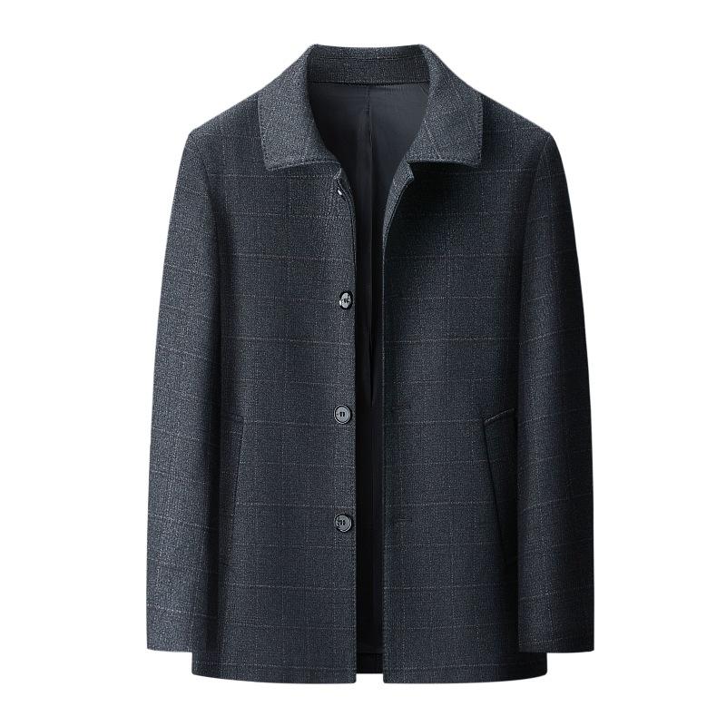 Herbst- und Winter-Kaschmirjacke Herren Business Casual geknöpftes Woll-Oberteil Mittelalterliche und ältere Revers-Väterjacke