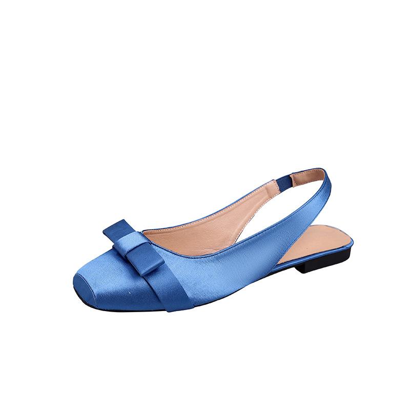 Summer Shoes Women Sandals Flat Silk Elegant Ladies Brand Shoes Fashion Luxury Flat Sandals Black Blue Plus Size 43