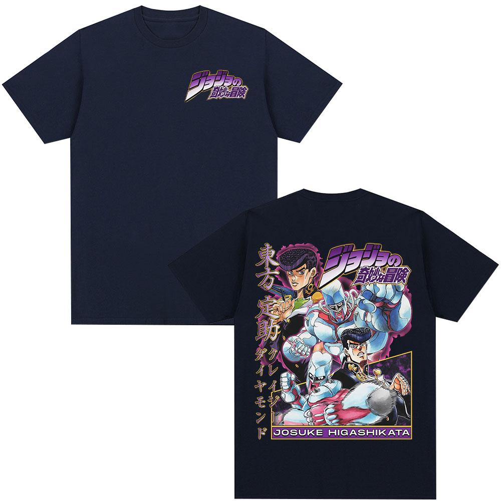 Anime JoJo Bizarre Adventure Josuke Higashikata Tshirts Mens Women Cotton Casual Oversized Short Sleeves T Shirt Streetwear