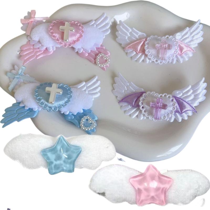 Y2K Harajuku Style Gothic Heart Angel Wing Hairpins 2/3Pcs for Women Fashion