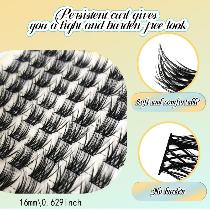 Soft Synthetic False Eyelashes 120 Individual Clusters 10 Rows Natural Volume Look Beginners