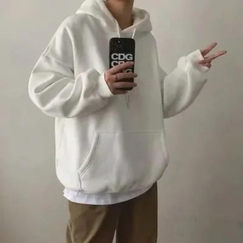 Loose Women s Hoodie Long Sleeve Thin Fleece Pure Color Spring Autumn New Korean Style Fashionable Top Coat Polyester Fiber 3XL 1600₽