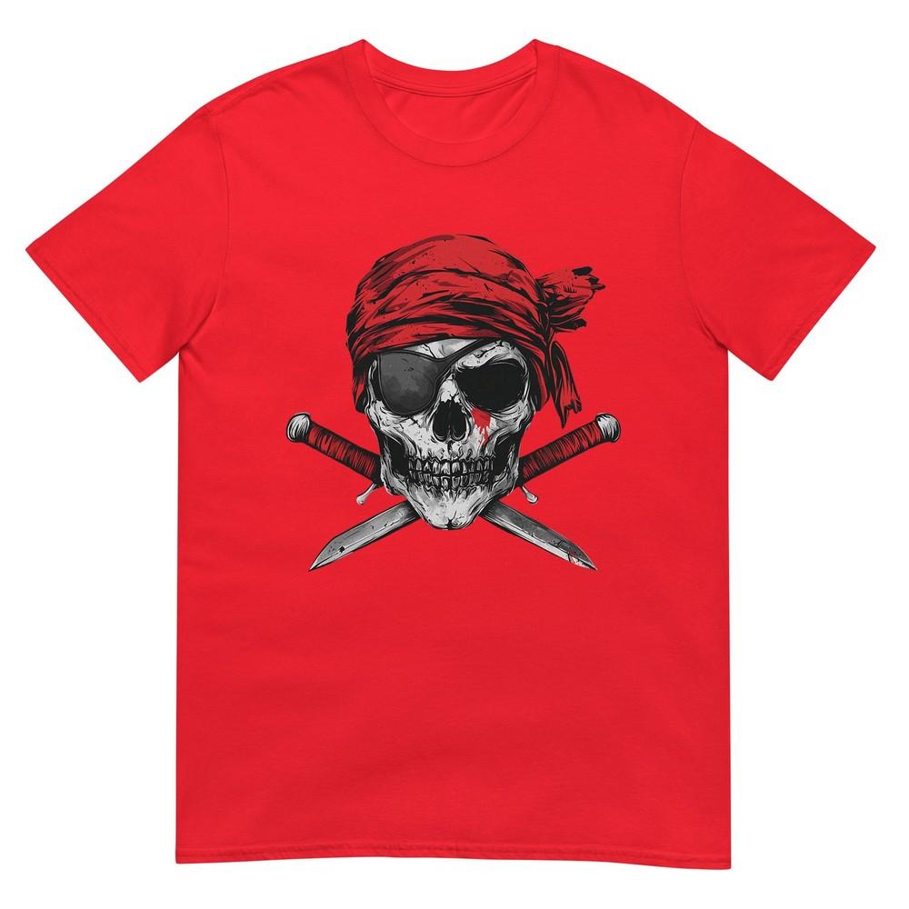 Pirate Flag Skull And Crossbones Skeleton Graphic Halloween TShirt S