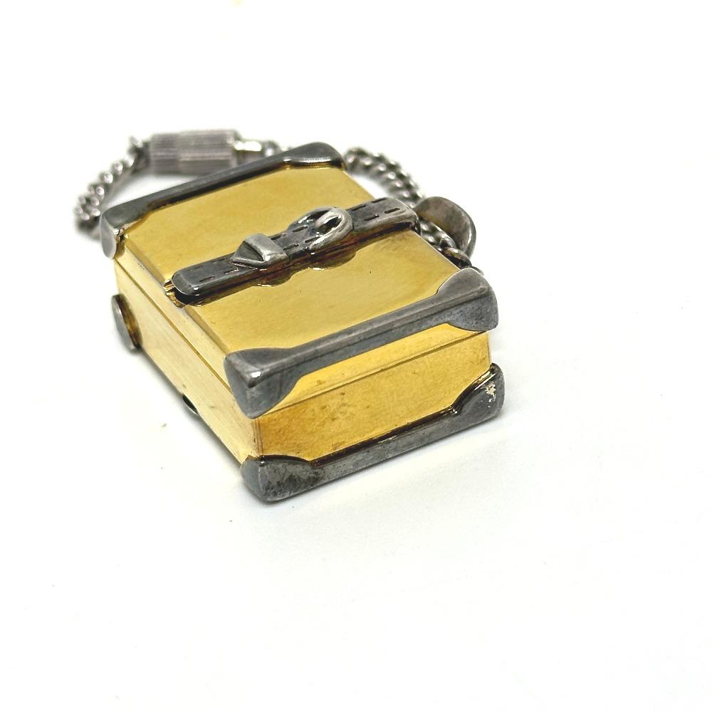GUCCI Old Gucci Trunk Key Holder Bag Charm Metal Gold x Silver