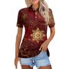 Dámská móda Neformální košile s potiskem s klopou a krátkým rukávem Dámské topy se zapínáním na knoflíky