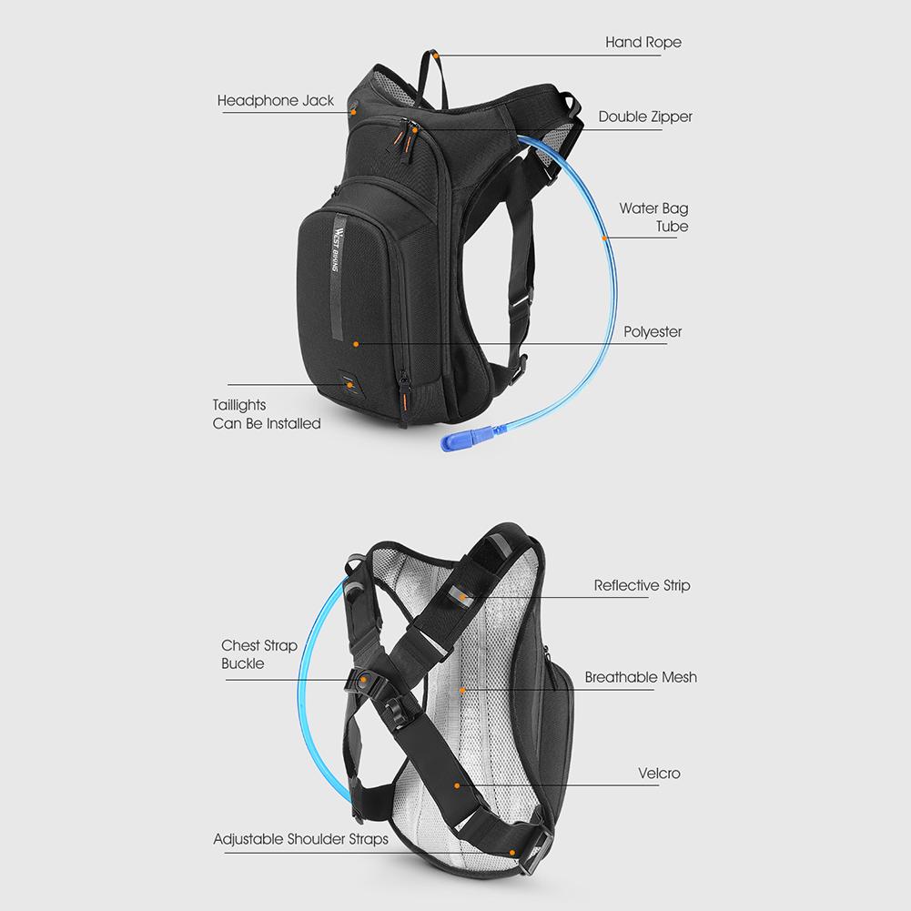 Outdoor-Fahrradtasche 10L Wasserbeutel Sport-Hydrationsrucksack Ergonomie Rennrad