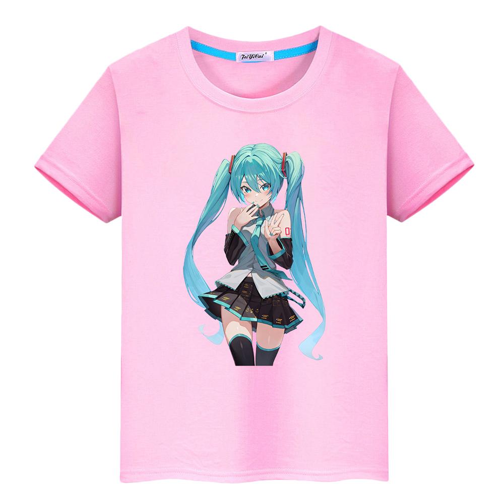 Tričko pro děti kluky 10 let potisk Hatsune Miku kawaii 100% bavlna anime krátké tričko pride y2k oblečení pro batolata a dívky dětské oblečení
