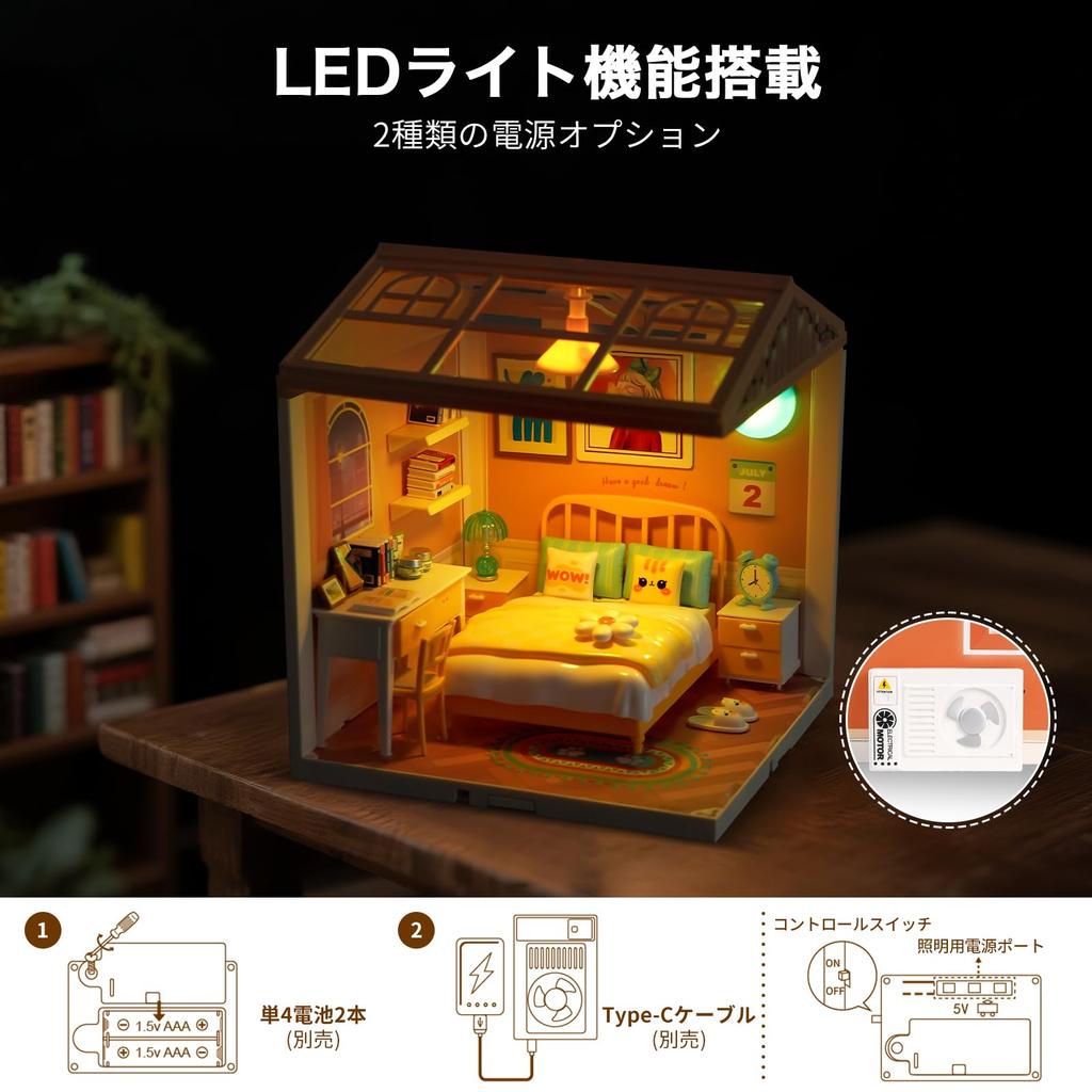 Hallisun DIY Miniature House Plastic Dollhouse with Furniture Toy Dollhouse with Light Dustproof Cover and 3D Craft Assembly Toy for Kids Ages and