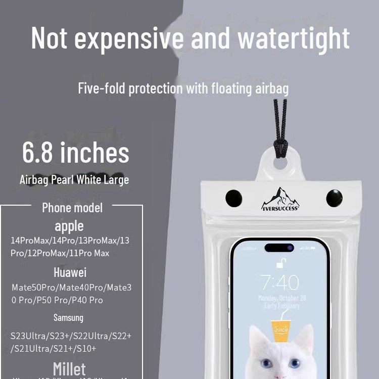 Transparent Waterproof Trifold Phone Case for Swimming & Diving - Touchscreen Friendly
