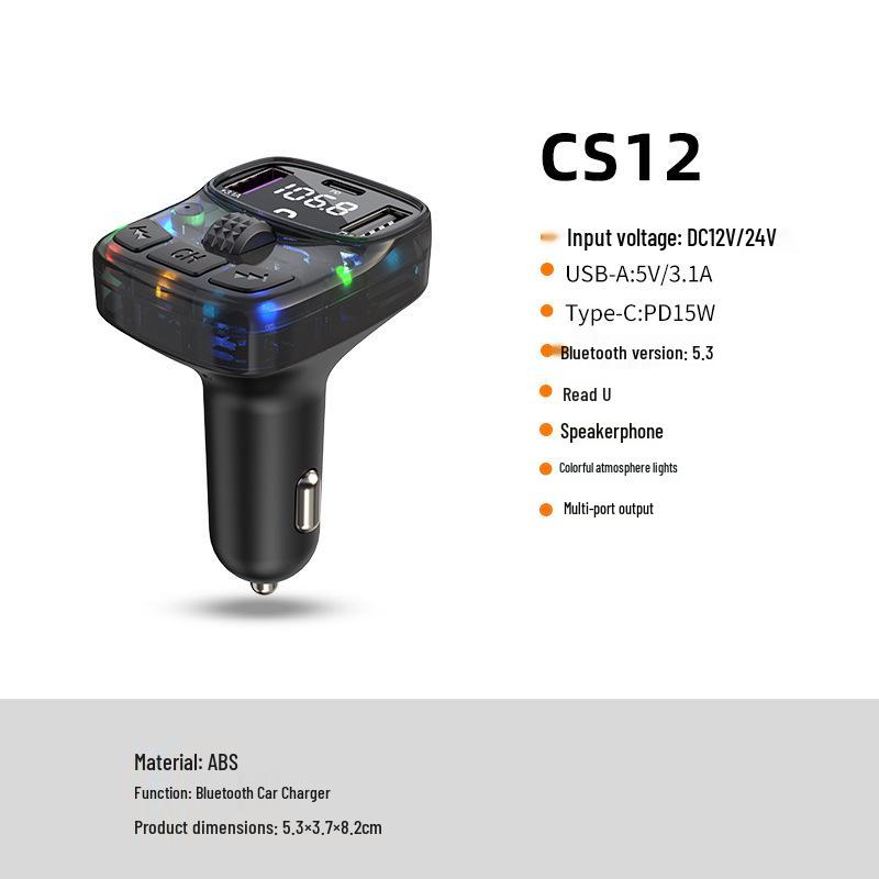 Bluetooth Car FM Transmitter & MP3 Player with High-Quality Sound and Cigarette Lighter Charger