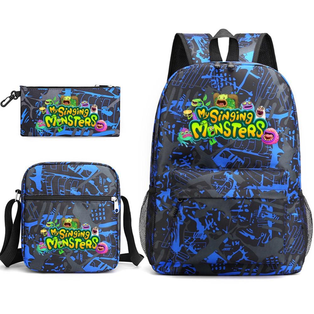 Monster Concert My Singing Monsters Three-Piece Schoolbag Backpack Large Capacity Student Schoolbag Three-piece set