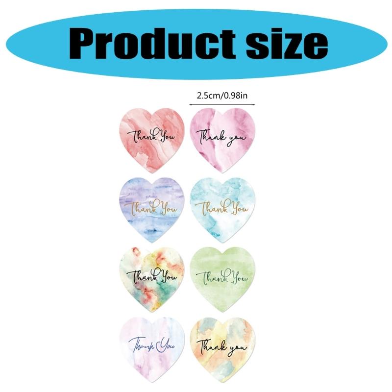 500 Stück Dankesetiketten zum Versiegeln von Umschlägen, Süßigkeitentüten, Hochzeitsverpackungen, 1 Zoll Herz Siegelaufkleber, Dankesaufkleberetikett
