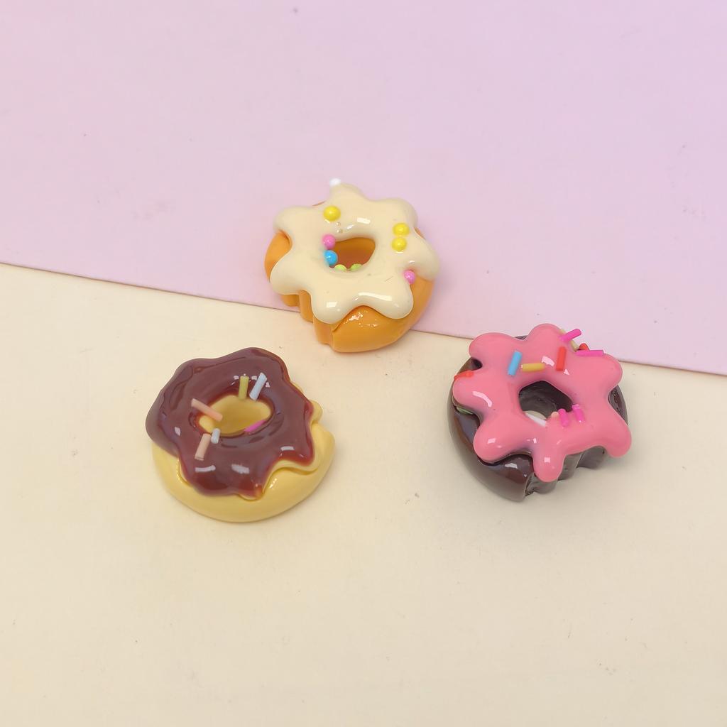 Kawaii Simulation Miniature Chocolate Donuts Resin Flat Back Cabochon for DIY Scrapbooking Slime Charms