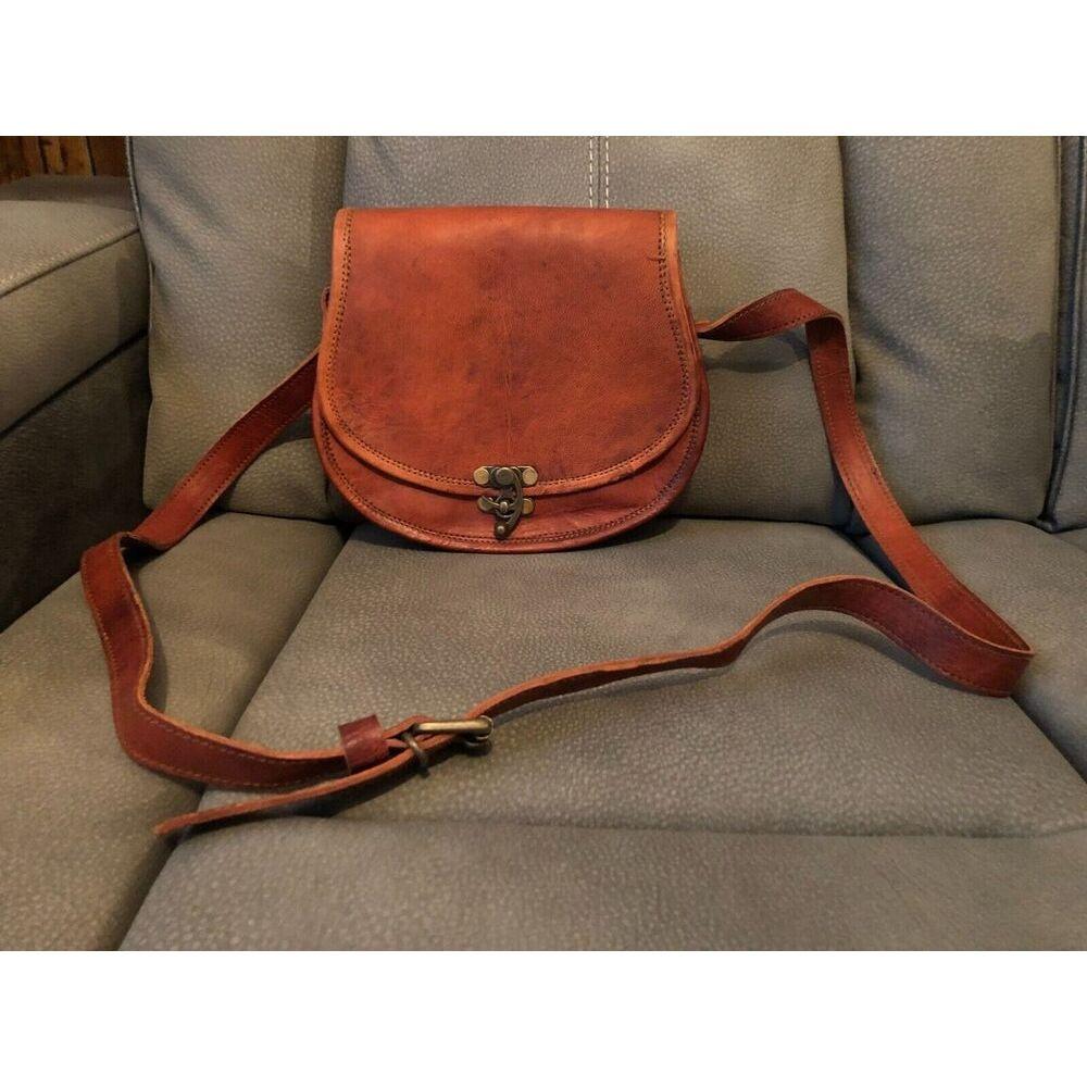 Goat Leather Women Purse Handmade Shoulder Handbag Crossbody Brown Bag