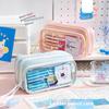1Pc High-Value Transparent Pen Bag Large Capacity Simple Korean Version Multi-Functional Student Stationery Storage Bag