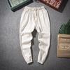 Men's Loose Straight Elastic Waist Linen-Cotton Tang Suit Pants for Spring and Summer