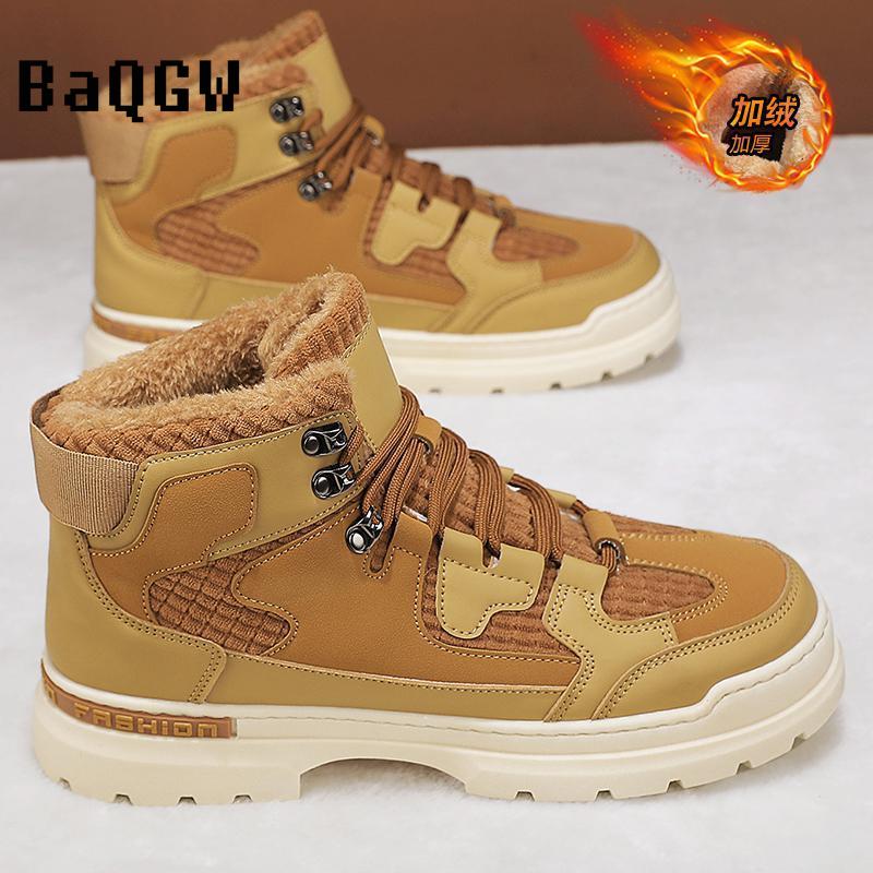 Fashion Fashion Designer Winter Men s Plush Boots Comfortable Warm Luxury Outdoor Snow Boots Lace-up High Top Casual Shoes Sneakers 39 хаки 4980₽