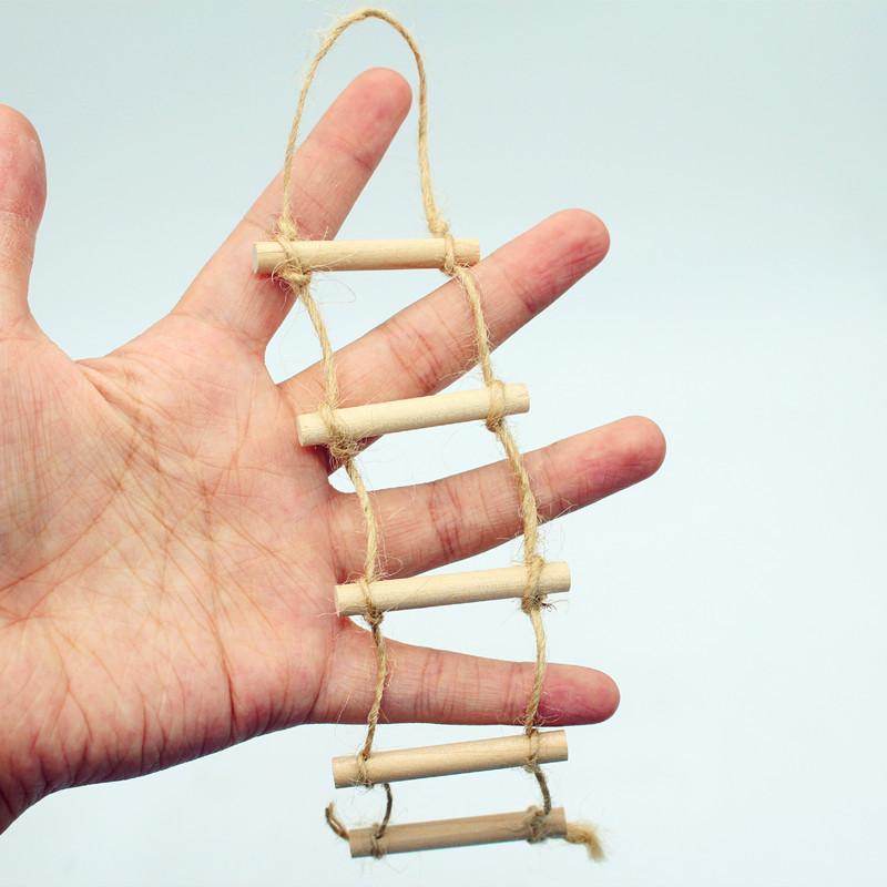 1Pcs Dollhouse Mini Wooden Hemp Rope Hanging Ladder Pet Gardening Miniature Scene Model Toys Doll House Accessories