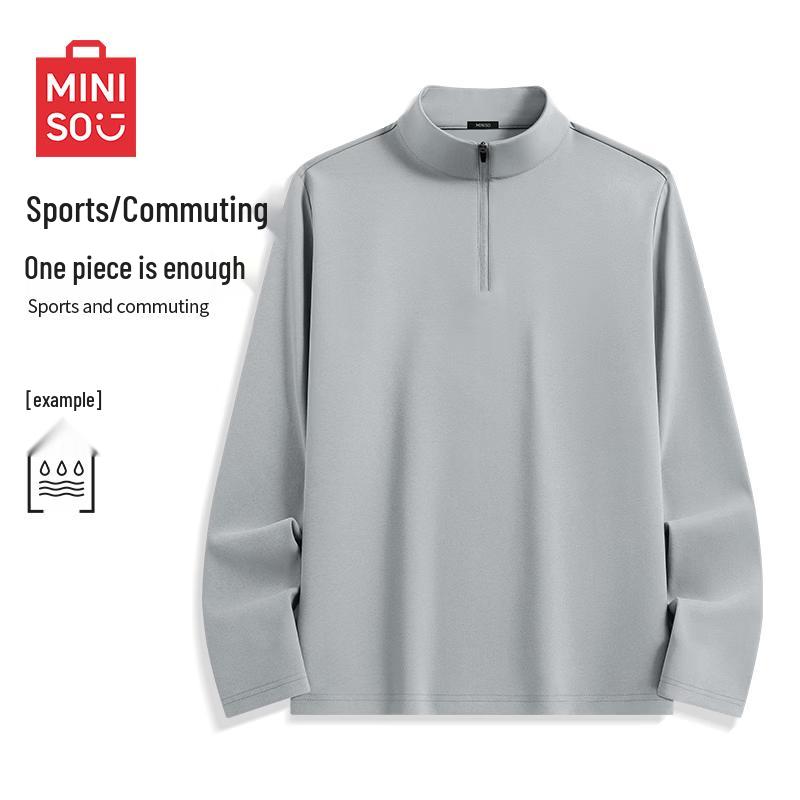 MINISO Men s Quick-Dry Sun Protection Half-Zip Stand-Collar Long-Sleeve T-Shirt M