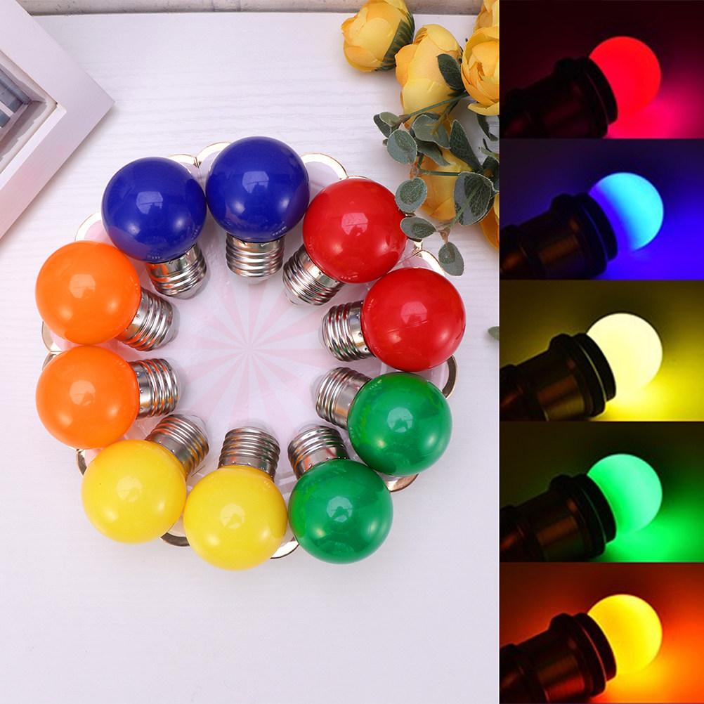 10pcs Led Bulbs Colorful Outdoor Waterproof E27 2W Pc Shell Bright Party Light For Garden Patio Yard Lawn Decoration Holiday