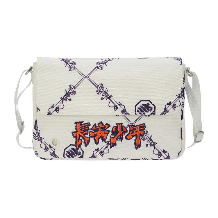 New LiNing Fabric Shoulder Bag, Crossbody Bag Regular Men's Vanilla White All Over Print ABDR556-2
