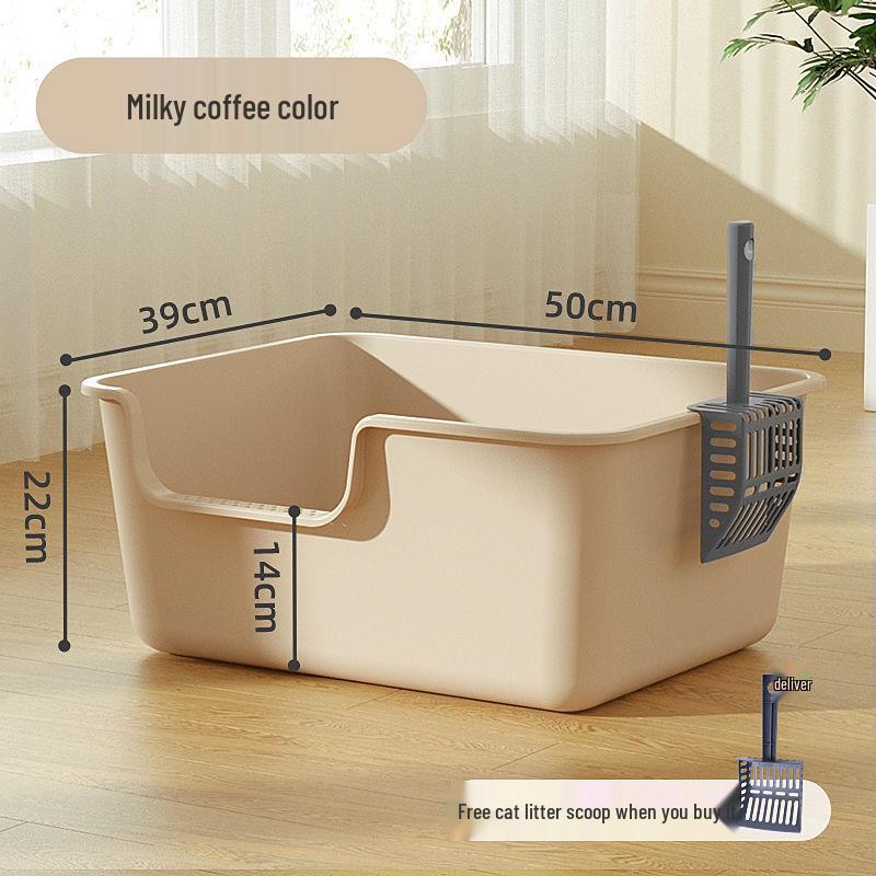 Extra-Large Semi-Enclosed Cat Litter Box - Anti-Splash, Spacious Design
