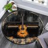 Guitar and Piano Round Area Rug,Carpet Rug for Living Room Bedroom Sofa Playroom Decor,Non-slip Floor Mat