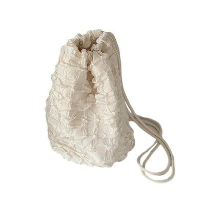 Pleated Cloud Small Drawstring Backpack Women Bags Fashion Shoulder Bags Casual Crossbody Bag Storage Pouch String Bag Brown