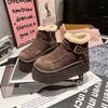 Soft leather version~ Lamb wool shoes platform muffin Boken snow cotton boots big head bread shoes small man showing feet small woman