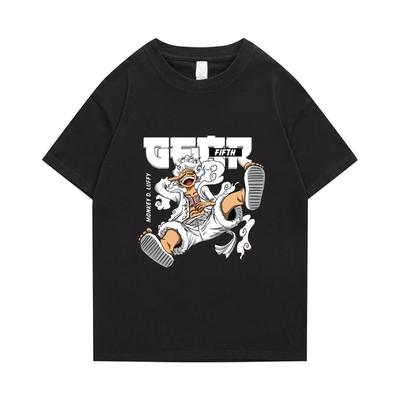 Japanisches Anime T-Shirt Luffy Gear 5Reine Sommerbaumwolle Übergroßes Unisex-T-Shirt Street Fashion Unisex T-Shirt