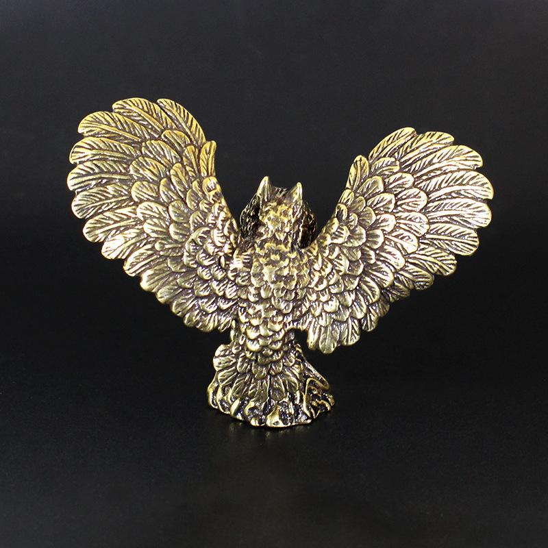 Eule Figur aus massivem Messing Miniatur Teehaustier Handwerk Schlüsselanhänger Zubehör Schreibtisch Kleine Dekoration Tier Heimdekoration