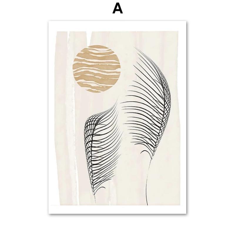 Boho Blätter Sonnenblumen Pflanze Natur Abstrakte Kunst Leinwand Malerei Nordische Poster und Drucke Wandbilder für Wohnzimmer Dekor