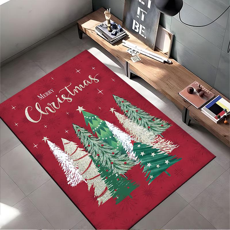 Merry Christmas Tree Design Carpet suitable as a non-slip mat for the living room or bedroom sofa