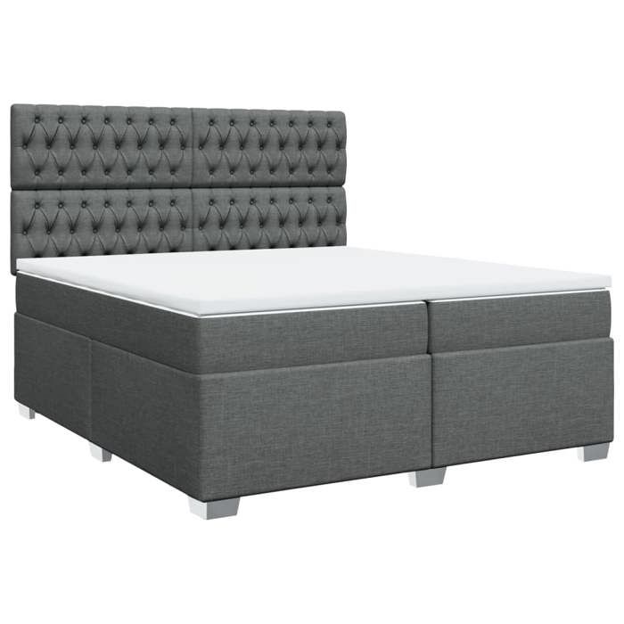 VidaXL Sommier à lattes de lit avec matelas Gris foncé 200x200cm Tissu, lit, lit à plate-forme, lit à panneaux, meuble de 3290603