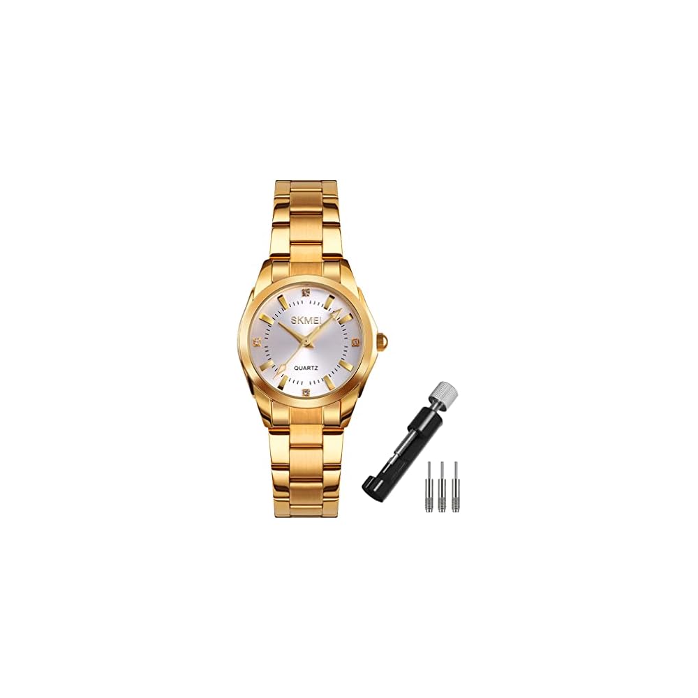 Classic Women s Analog Quartz Watch Gold Stainless Steel Waterproof Casual