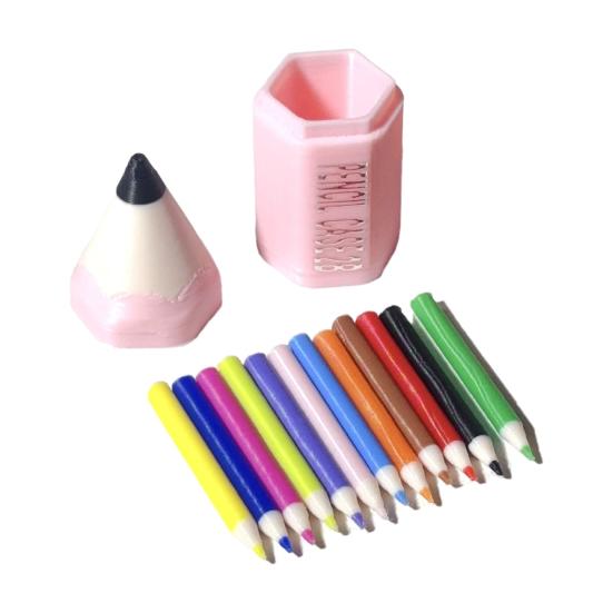 Mini Pen Holder And Pencils Cute Pencil Design 3D Printed Pen Holder Miniature