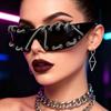 Cyberpunk Y2K Rahmenlose Punk Blitz Diamant Sonnenbrille Metallring Niete Retro Futuristisch Party Sonnenbrille