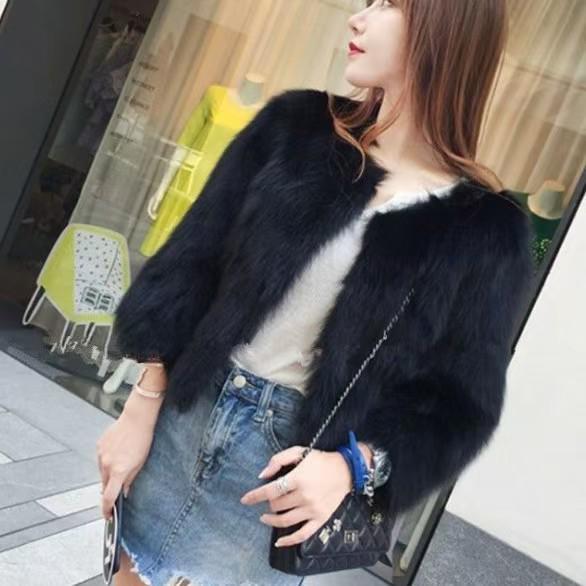 Women's Slimming Faux Fur Coat - 2025 Autumn/Winter Fashionable Plush Mink-Like Fox Fur Coat