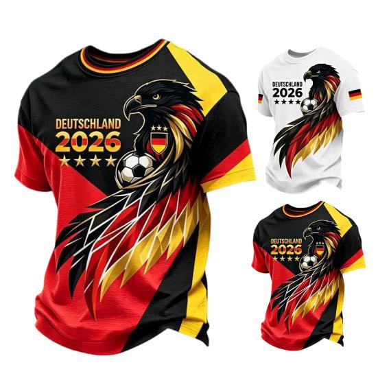 Herre fodboldfan T-shirt, Tysklands fodboldhold T-shirt, 2026 VM i fodbold Heppe T-shirt, Stilfuldt fan-beklædning til fodboldkampdag på stadion