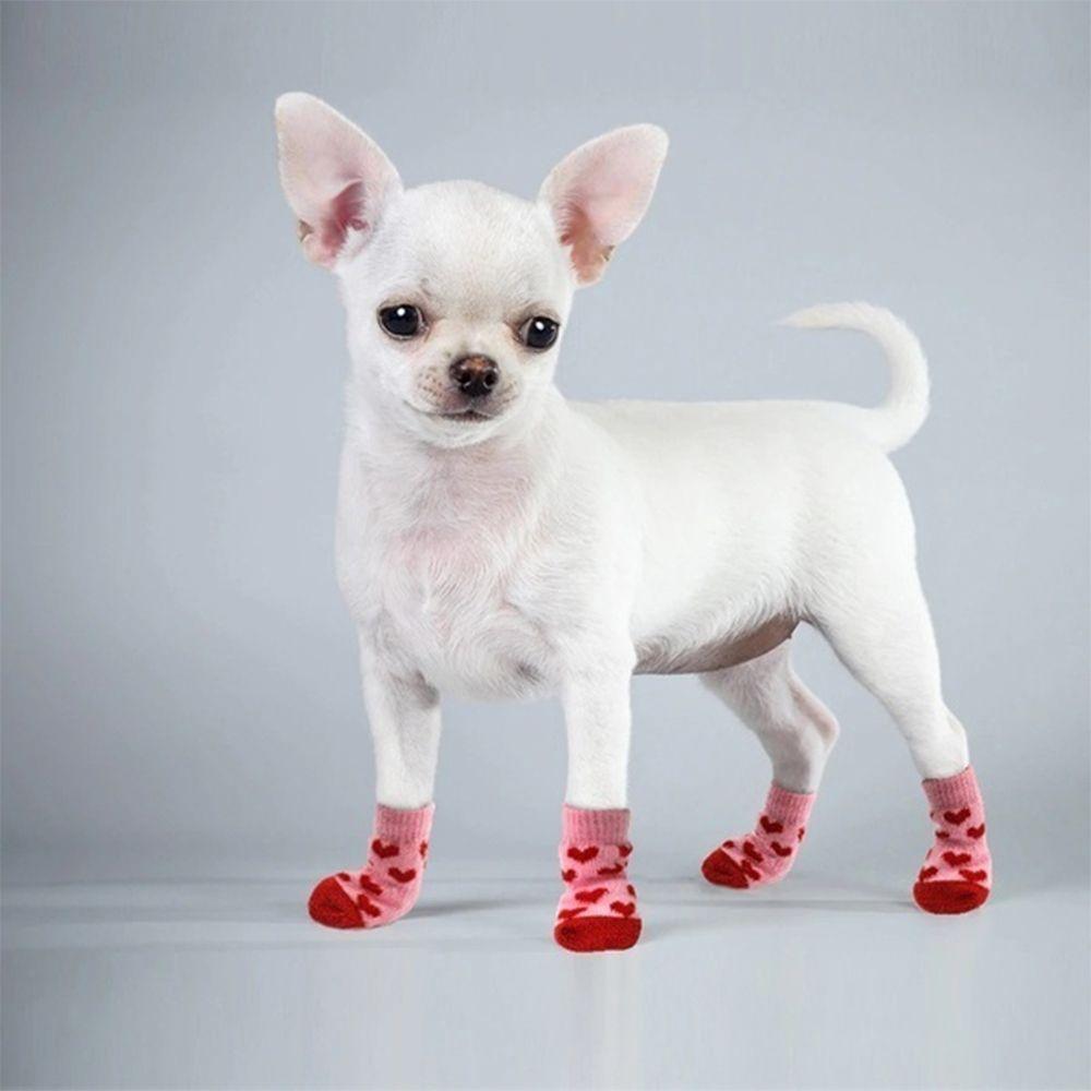4Pcs/set Paw Protectors Candy Color Pet Supplies Puppy Boots Anti-Slip Dog Shoes Knitted Socks