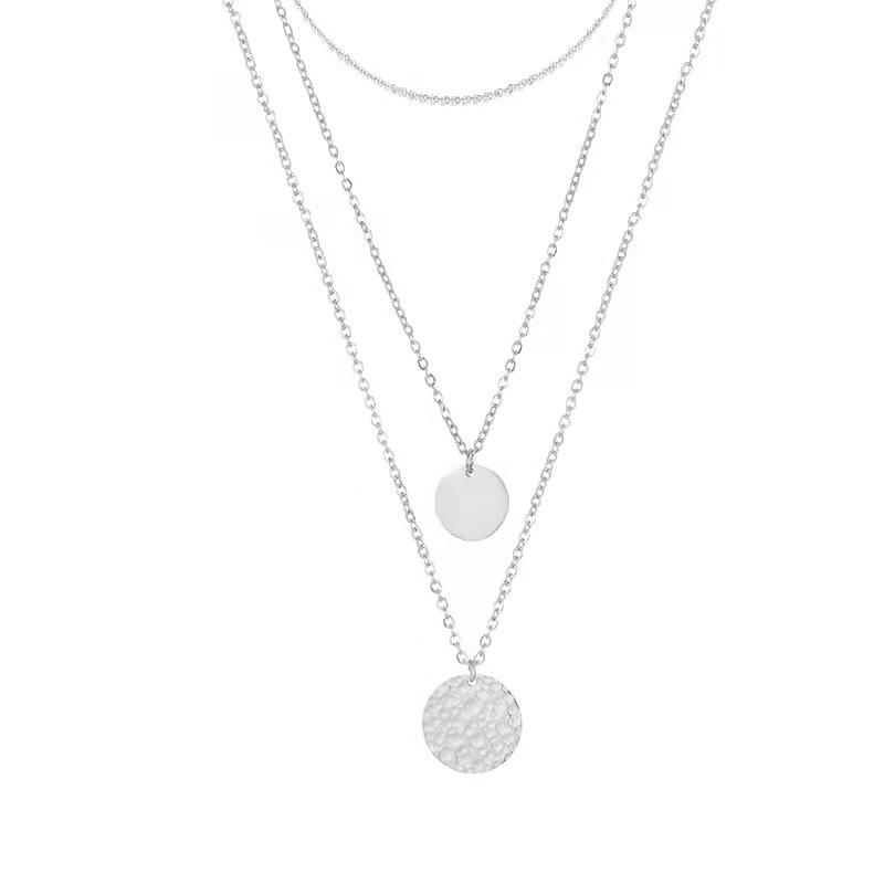 Women's Fashionable Alloy Necklace with Double Round Pendant