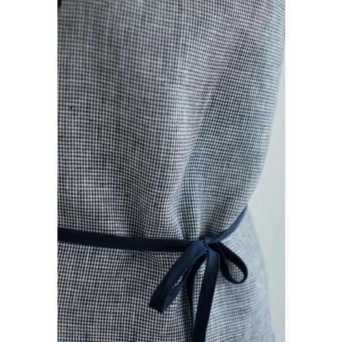 fog linen work Linen Piping Apron, Black and White Houndstooth, LKA117-BKCHE