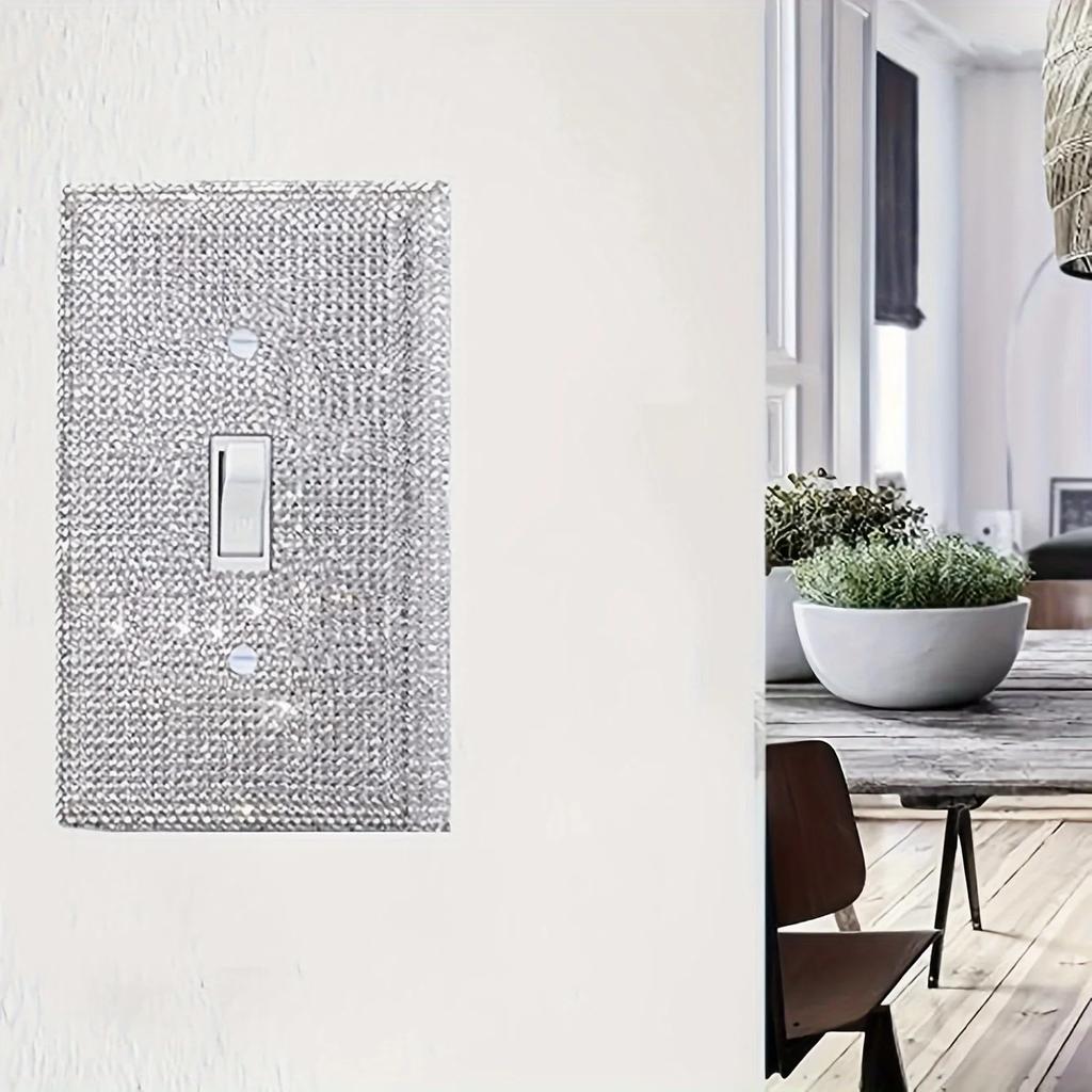 Switch Panel Diamond Sticker US Standard Rhinestones Wall Plate Cover Rectangle Glitter Light Crystal Decorative Wall Plates
