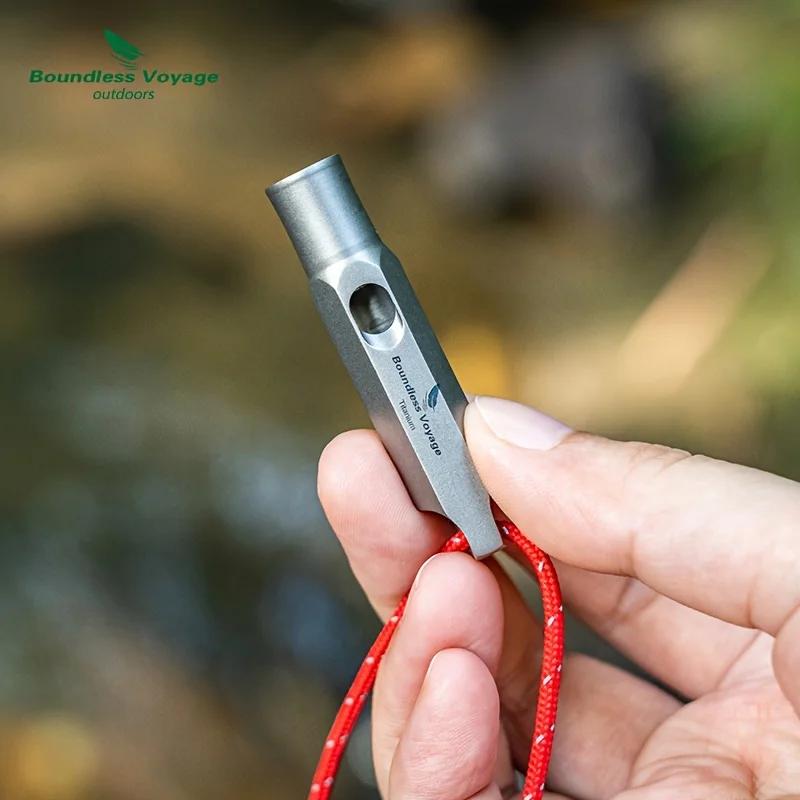 1pc Pure Titanium Outdoor Survival Whistle - Loud and Clear, Boundless Voyage Camping Rescue Whistle with Lanyard