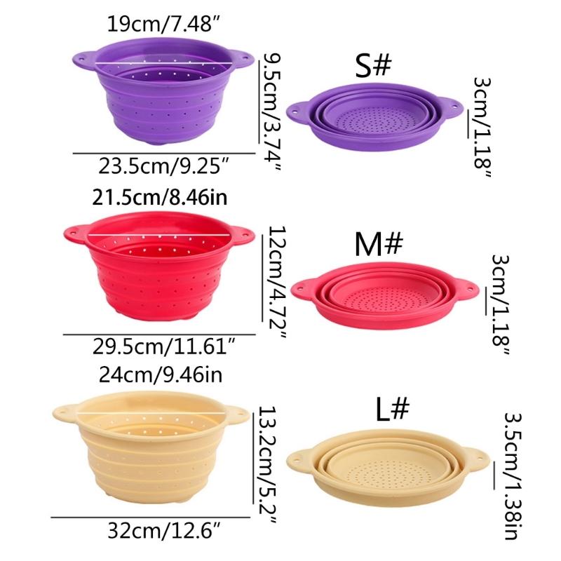 Folding Silicone Drain Basket Fruit Vegetable Washing Basket Foldable Strainer Colander Collapsible Drainer Kitchen