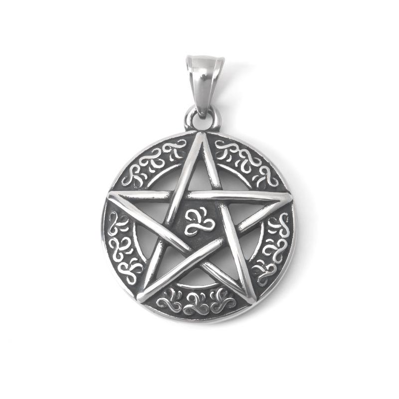 Viking Pentagram Stainless Steel Pendant Necklace for Men & Women - Rock, Punk, Hip Hop Style
